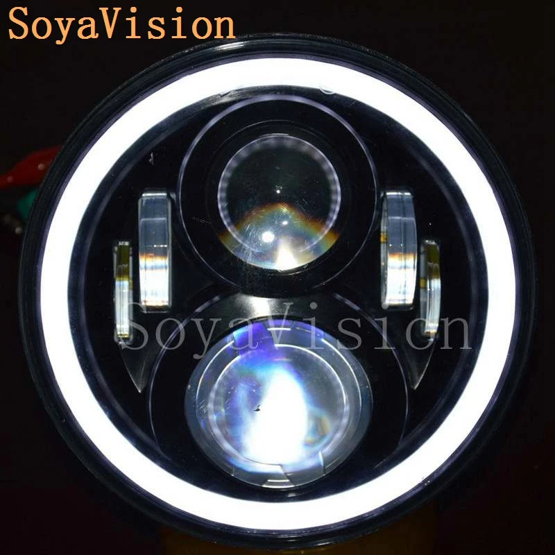 7 Inch Round Headlight 50w High Low Beam with Amber Signal White DRL Halo for 1997-2016 Jeep Wrangler JK TJ YJ Fj Cruiser