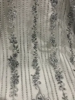 

new design sat-6126 embroidered lace fabric/african french net lace fabric 5yards