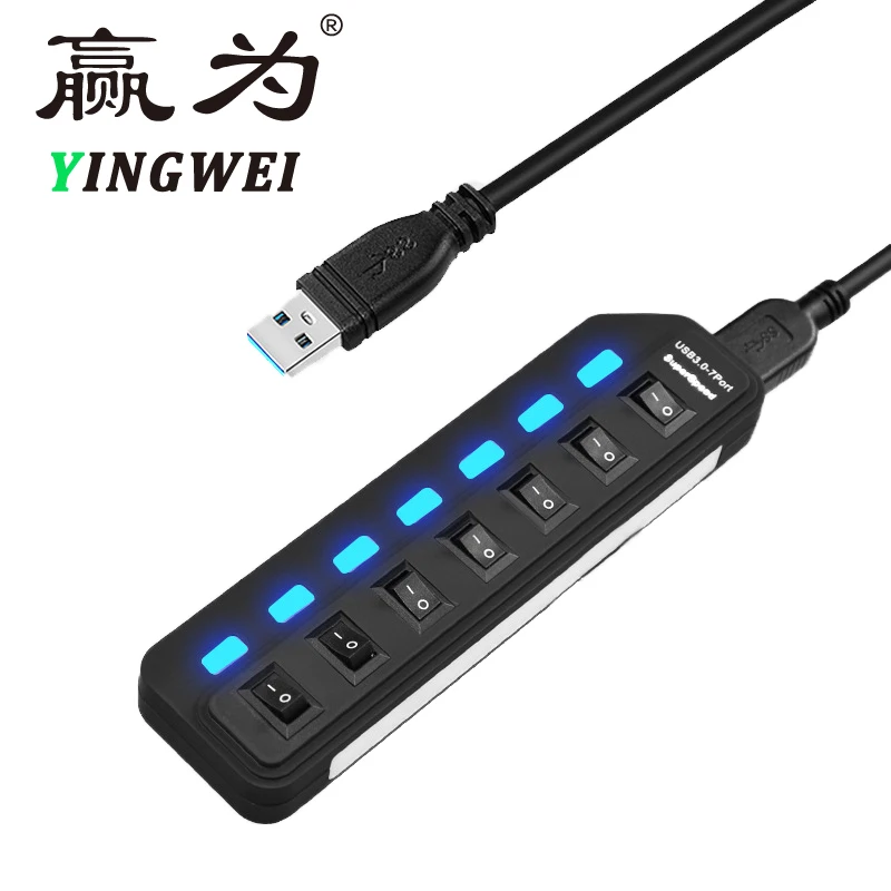 

4 Port 7 Port USB Hub 3.0 / 2.0 USB Splitter USB 2.0 Hub LED With ON/OFF Switch For Tablet Laptop Computer Notebook