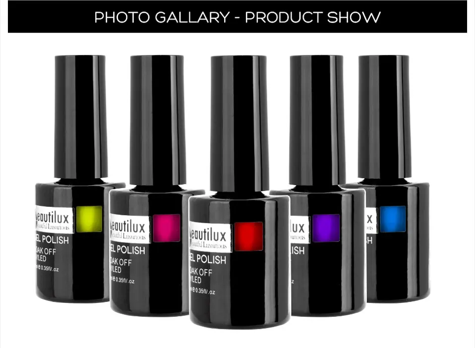 Beautilux 1pc Black Dark Light Grey Color UV LED Soak Off Gel Nail Polish Nails Gel Varnish Gels Lacquer Esmalte 10ml (2)
