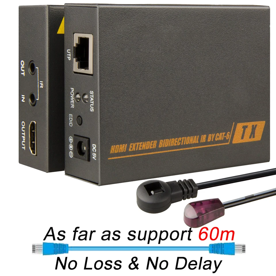 Navceker HDMI Extender 60m Support POC & Loop Out HDMI Extender with IR