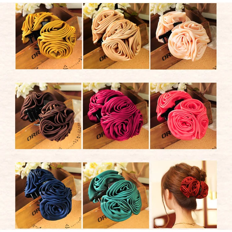 

inSowni 1pc Large Rose Flower Octopus Plastic Hair Claw Clips Crab Jaw Barrettes Grips Clamps Buns Accessories for Women Girls