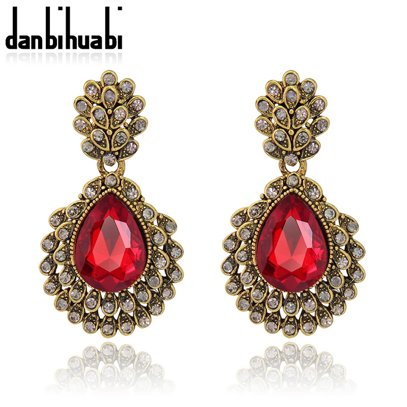 

Hot Sale Charm Earrings For Woman Big Red Crystal High Quality Austrian Rhinestone Fashion Wedding Earrings Jewelry From India