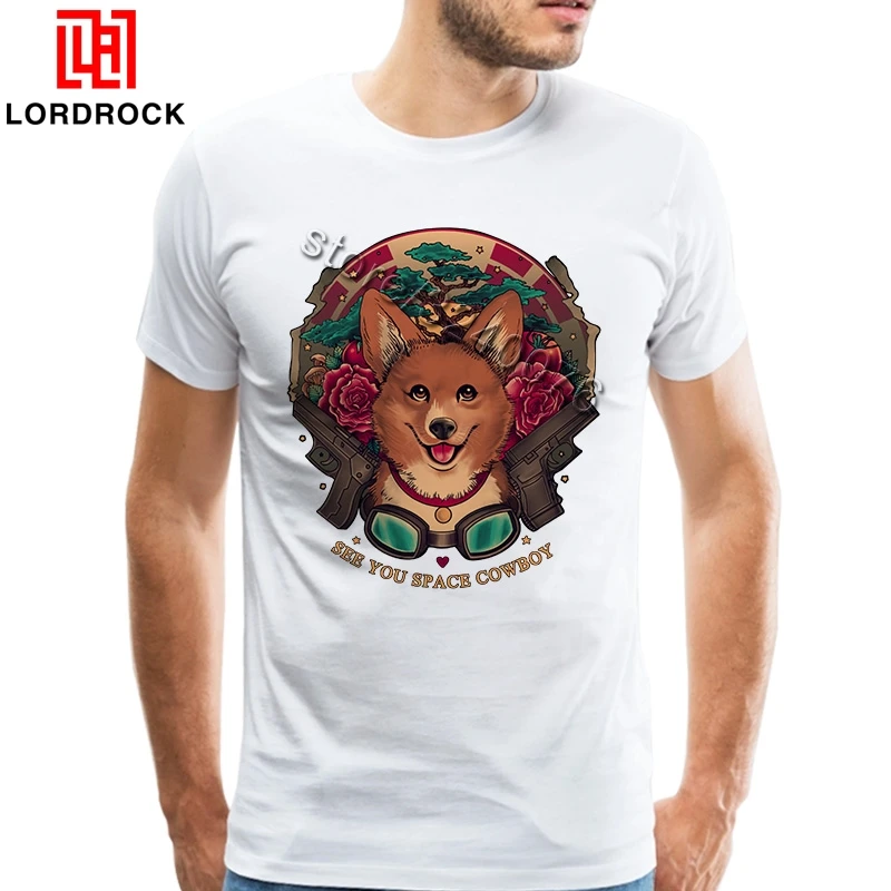 

Custom Short Sleeve T-shirt Cowboy Bebop Ein Shirt See You Space Cowboy Men T shirts White Brand Anime Clothing Oversize Tshirt