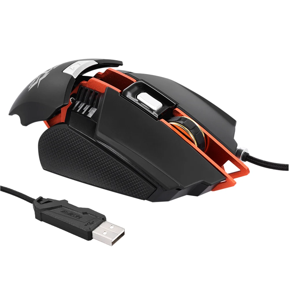 

AJAZZ Mechanical Mouse USB Wired Mouse GTX E-sport Gaming Mouse 4000DPI 7 Buttons Replaceable Palm Rest Adjustable LED Light