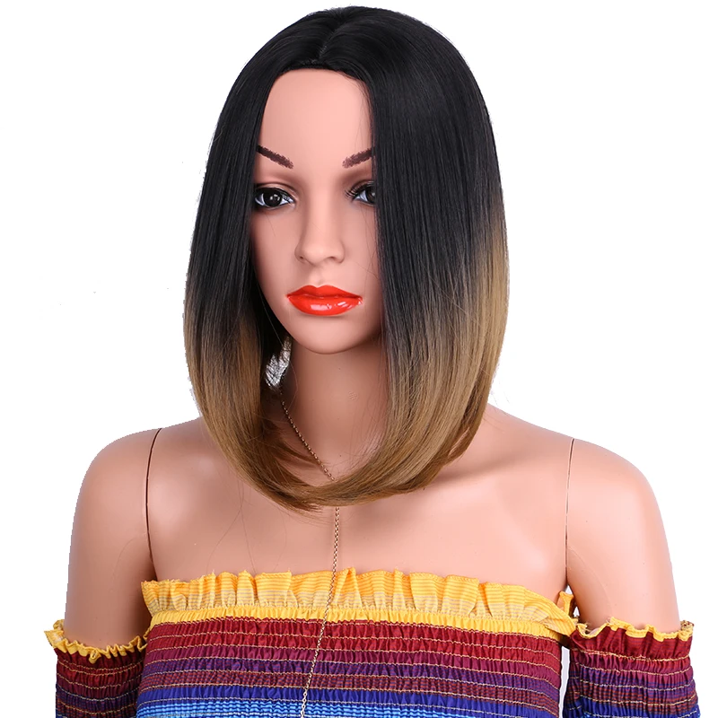 

Synthetic ombre black brown bob wig 14 inch 35cm long 613 wig for party and cosplay Dream ices