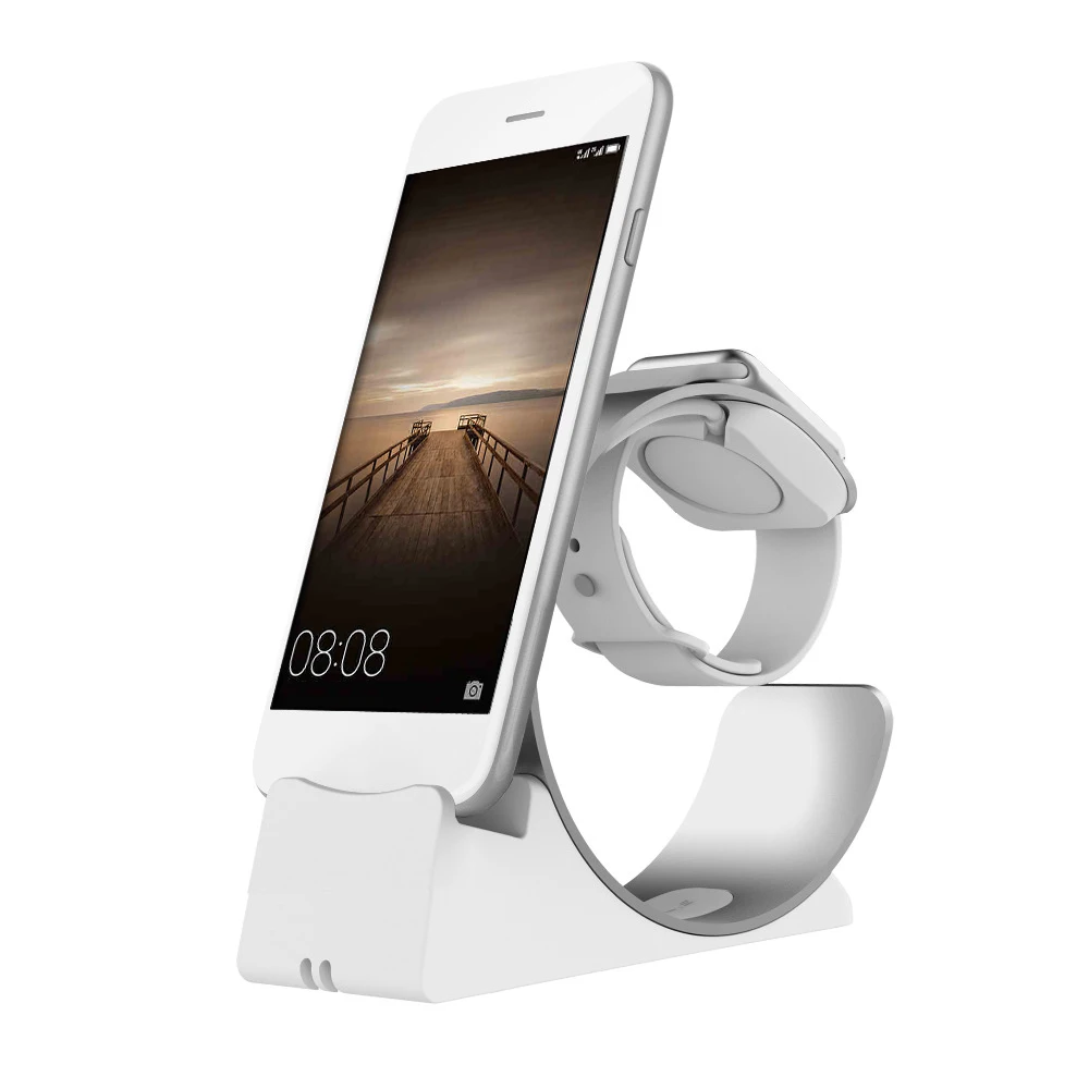 

2 in 1 desk phone stand For iPhone X 8 7 Charging Dock station For apple watch stand table phone Holder Charger base support