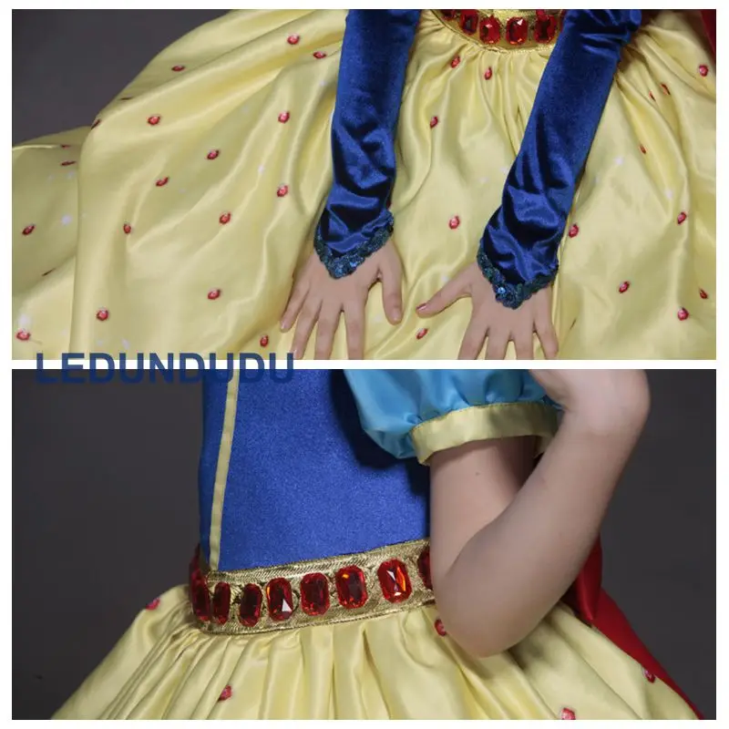 2018 New Arrival High Quality Snow Whit Cosplay Costume for Kid Girls Princess Gem Dress Children Halloween Carnival Party Dress (13)