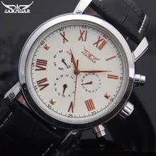Hommes mécanique montres Jaragar marque de sport hommes automatique 6 mains véritable bracelet en cuir montres noir montres pour hommes