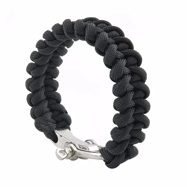 Outdoor Paracord Bracelet 7 Core Cord U Shape Safety Buckle Outdoor Paracord Bracelet 7 Core Cord U Shape Safety Buckle Black Rope Camping Steel Shackle