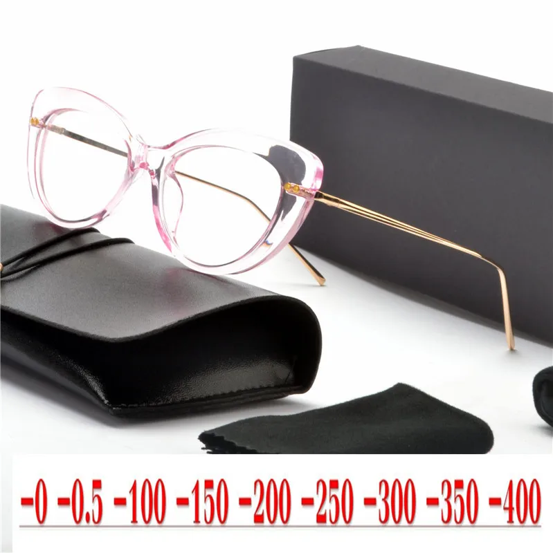 MINCL солнцезащитные фотохромные готовые очки для близорукости Женские Ретро кошачьи розовые очки для мужчин и женщин Ультра светильник очки для близорукости NX - Цвет оправы: pink-250