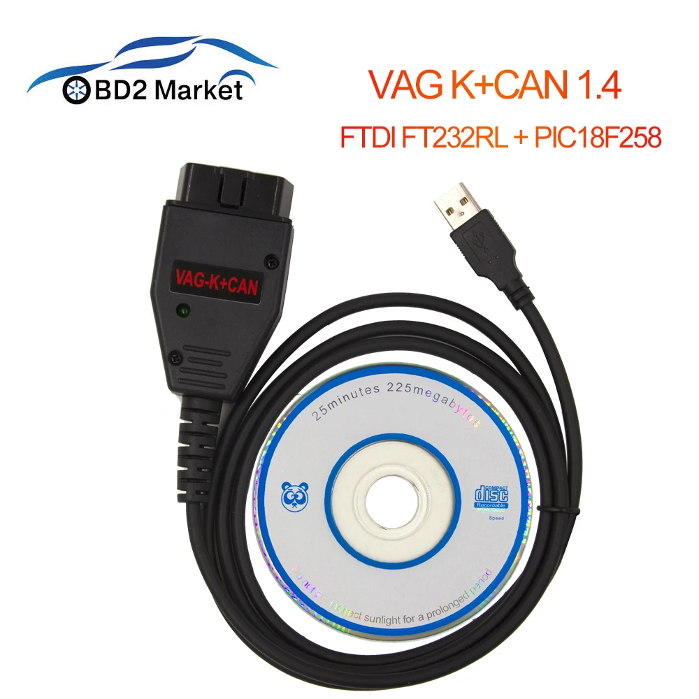 VAG 1,4 commander k+ can PIC18F258+ FTDI FT232RL чип VAG K CAN Commander 1,4 OBD OBD2 Диагностический кабель для VW/Audi/Seat