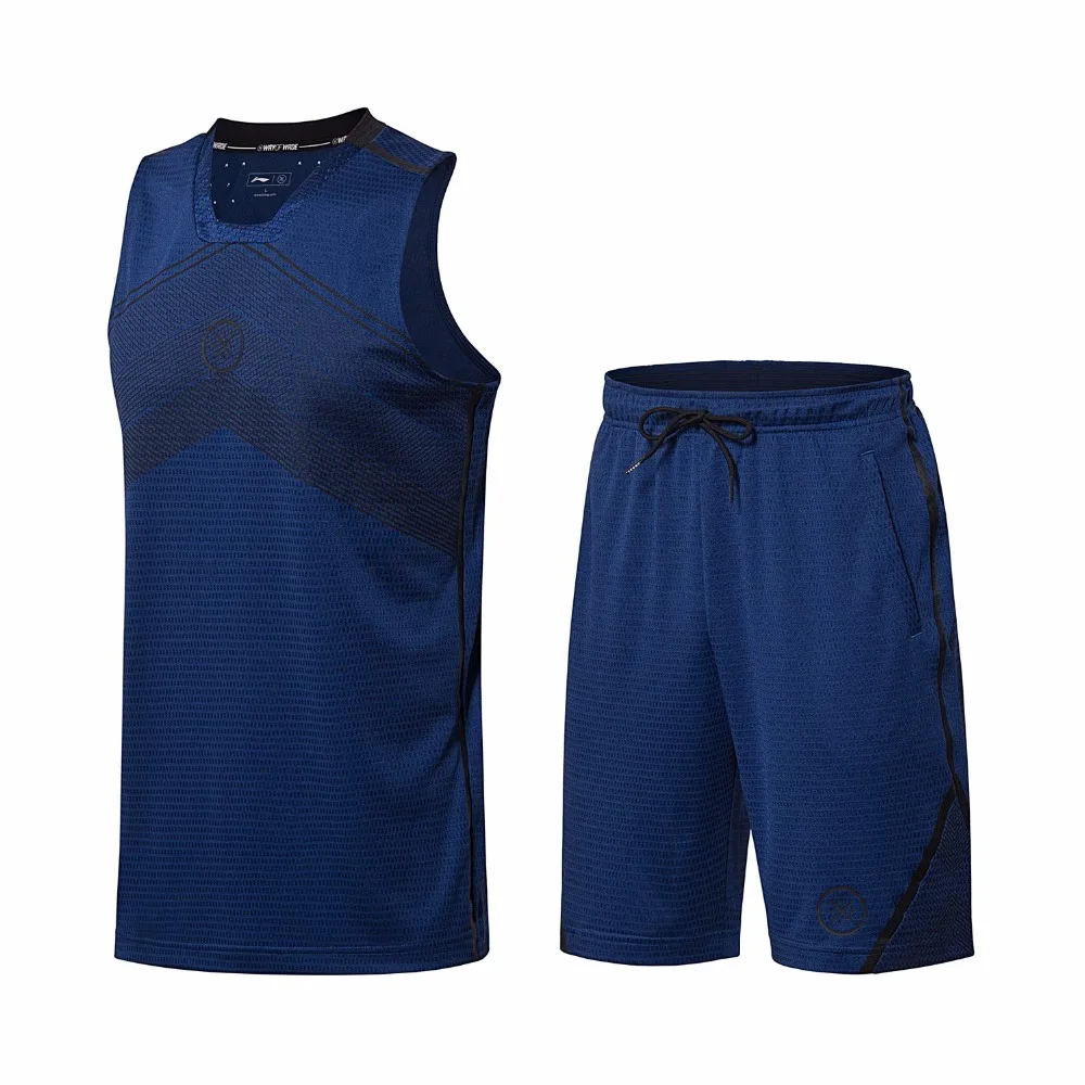 Li Ning мужские Уэйд костюмы баскетбольные 100% полиэстер тонкая посадка Удобная