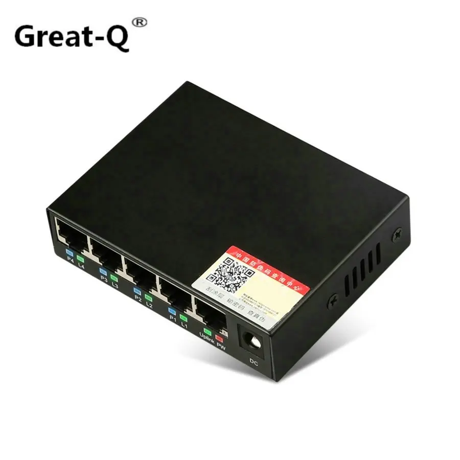 

Network Lan RJ45 RJ-45 Full Duplex mode 5 Ports 4 PoE Hub Switch Power Over 10/100M Ethernet Endspan for IP Cameras AP