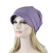 Женский однотонный мусульманский стрейч-раком Chemo тюрбан шляпа потеря волос головной платок обертывания