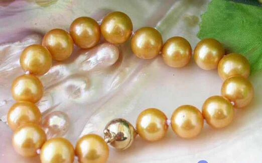

huij 001292 AAA 8" 11-12MM ROUND GOLD FRESHWATER PEARL BRACELET MAGNET