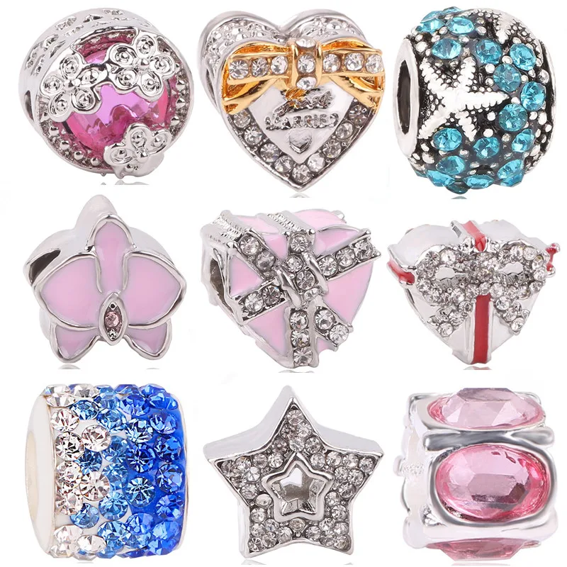 

dodocharms Women Silver Color Love Starfish Flower Star Pendant DIY Bead Charms For Pandora Bracelets & Bangles Necklace Jewelry