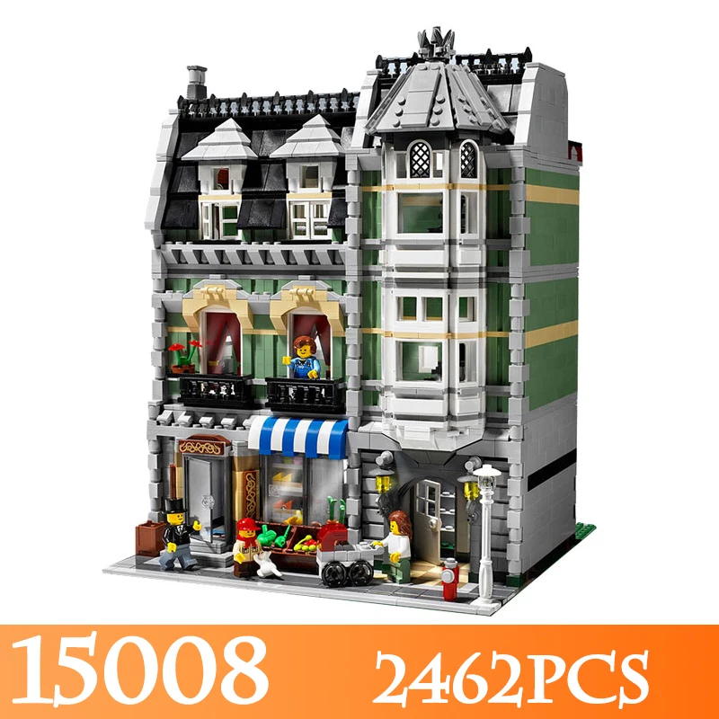 

Finger Rock City Street 15008 2462pcs Creators Green Grocer Model Building Kits Blocks Bricks Toys Compatible LegoINGLYS 10185