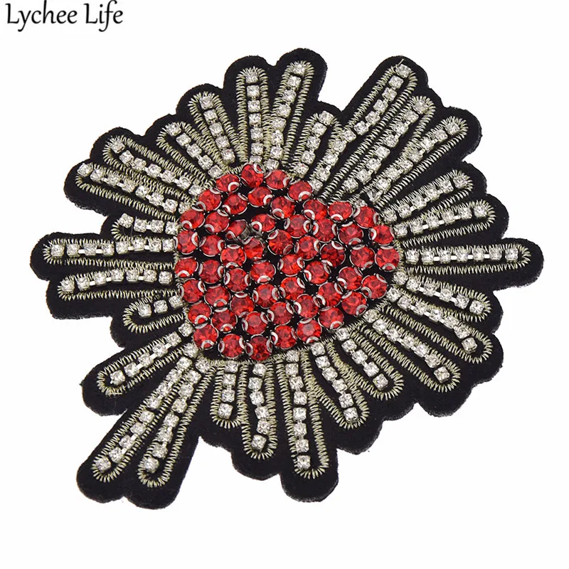 Lychee Life 2 вышитое бисером красное золото кристалл сердце патчи неправильной формы Патчи DIY ручной работы для пришивания на одежду декоративные принадлежности