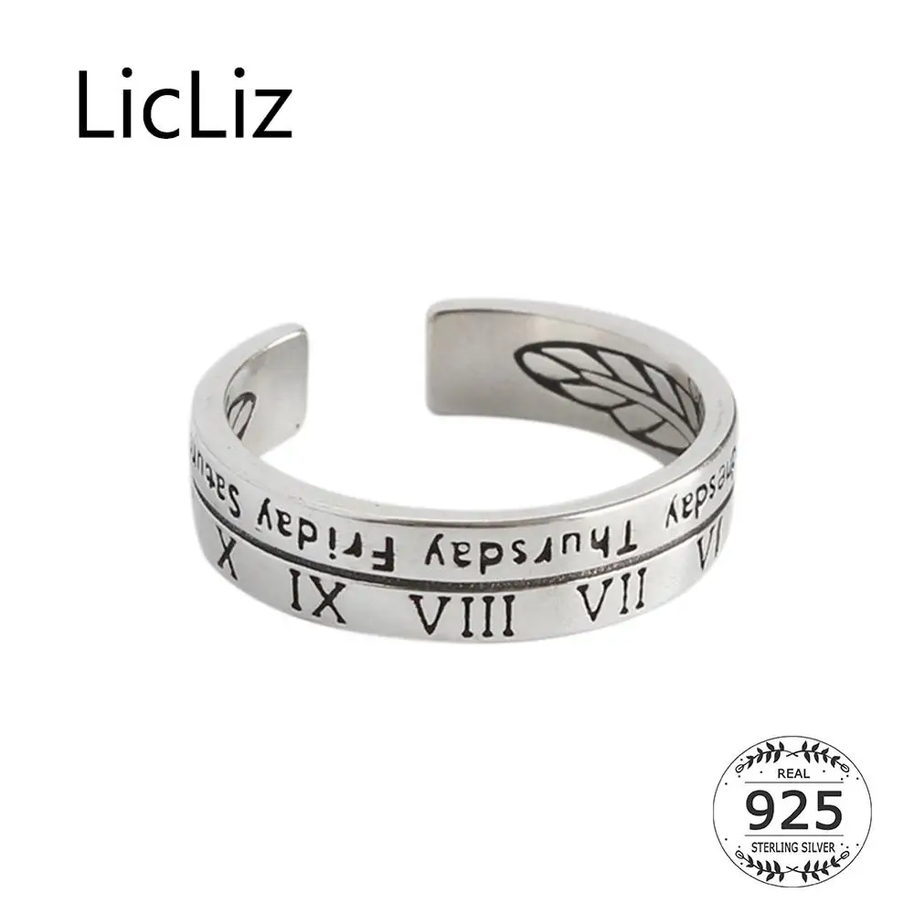 

LicLiz 2019 New 925 Sterling Silver Vintage Letters Open Adjustable Rings for Women White Gold Jewelry Anillos Anel 2019 LR0785