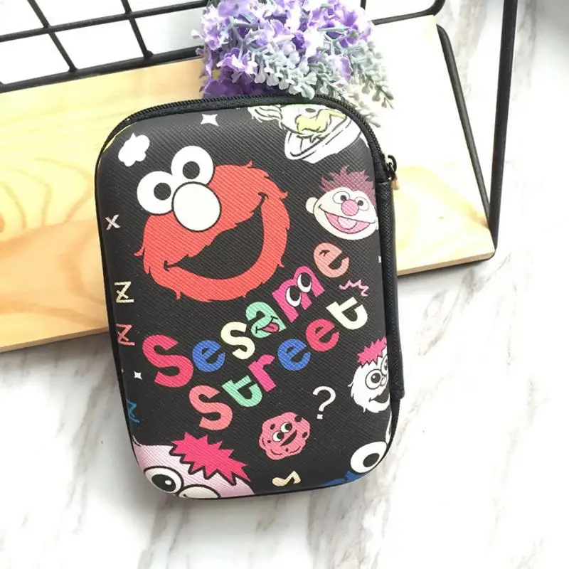 

1 Pc cute Sesame Street Figures Toys Cartoon Elmo Cookie Monster Square Coin Bag Headphone Storage Bag for kids Gifts