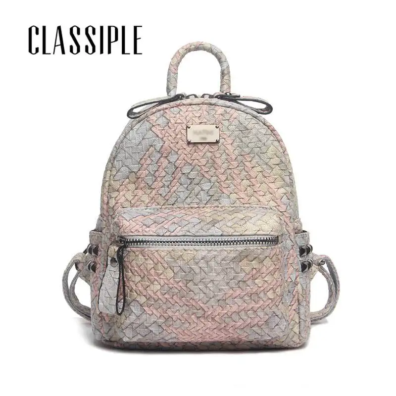Cute Backpack Leather 2018 Fashion Woven Travel Daypacks Women Backpack