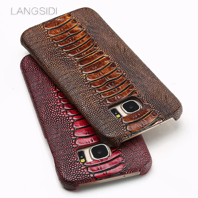 

wangcangli brand phone case ostrich foot grain half-wrapped phone case For Samsung S7 edge phone case handmade custom processing