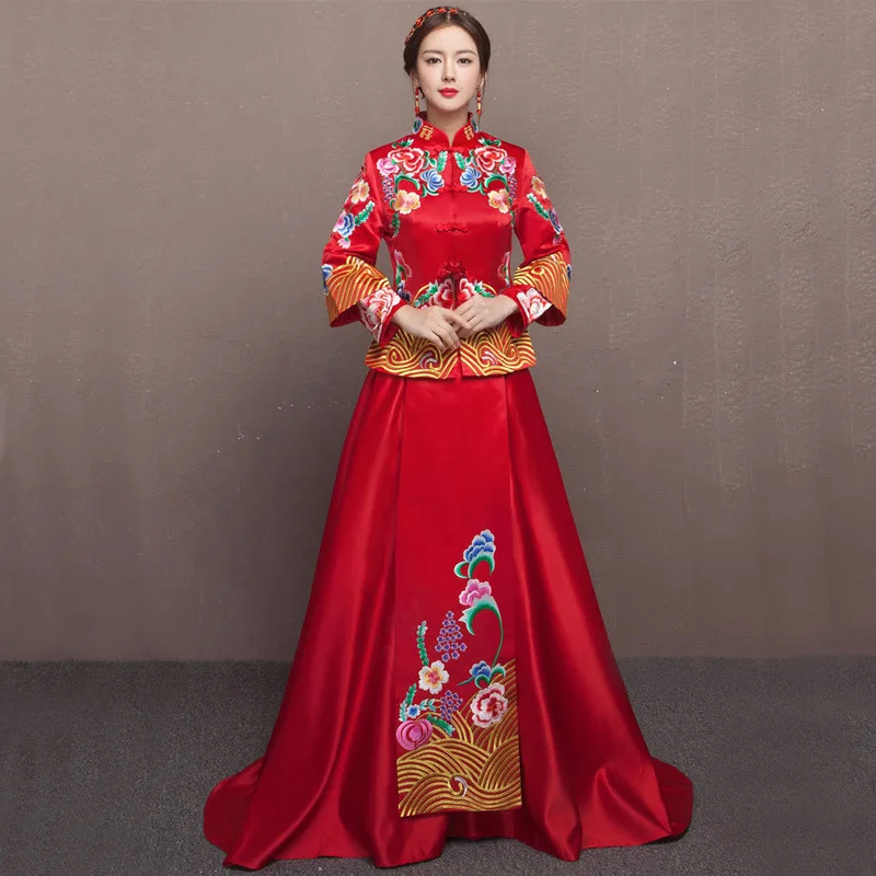 Traditional Show bride chinese clothing Canton Embroidery wedding dress