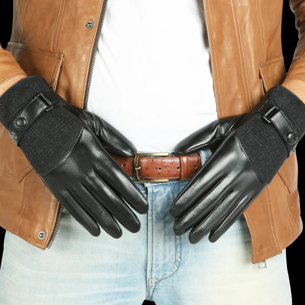 2019 New Arrival Men Gloves Top Quality Touchscreen Solid Wrist Fashion Goatskin Glove Winter Plus Velvet Free Shipping M035nc2