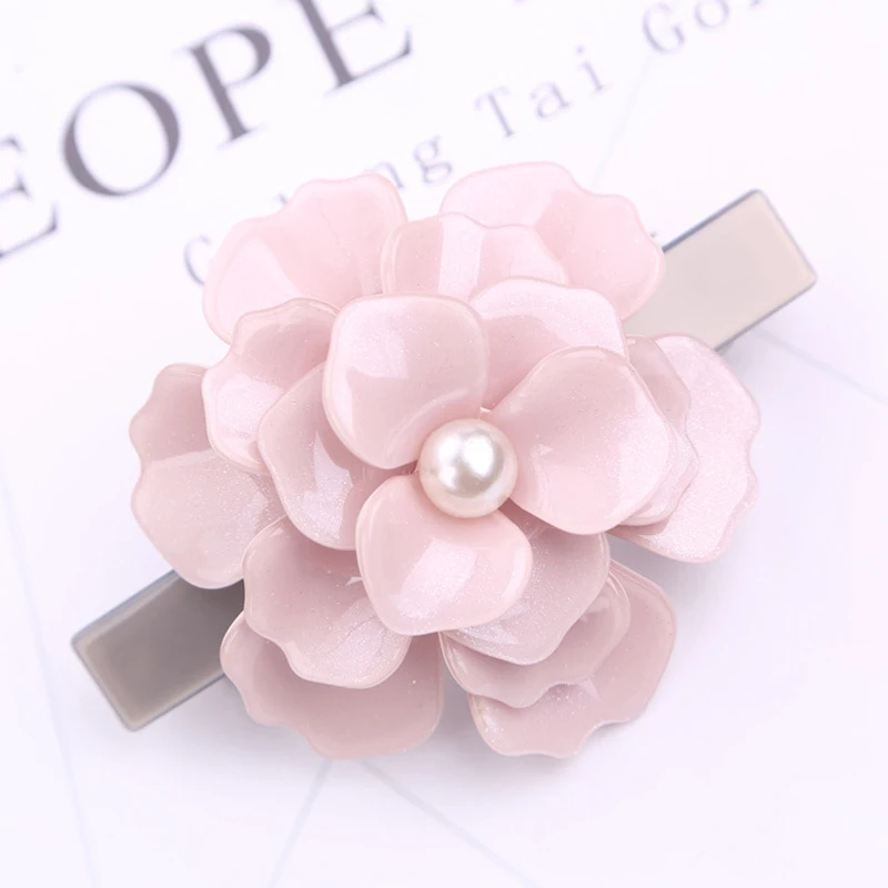 Flower Hairpins French Hair Barrettes Hair Accessaries For Women Camellia Multilayer Petal Hair Pins Cellulose Acetate Hair Clip (3)