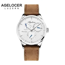 Agelocer Swiss Brand Logo Luxury Men Watch Roles Silver Gold Roman Day Calendar Automatic Watch Male