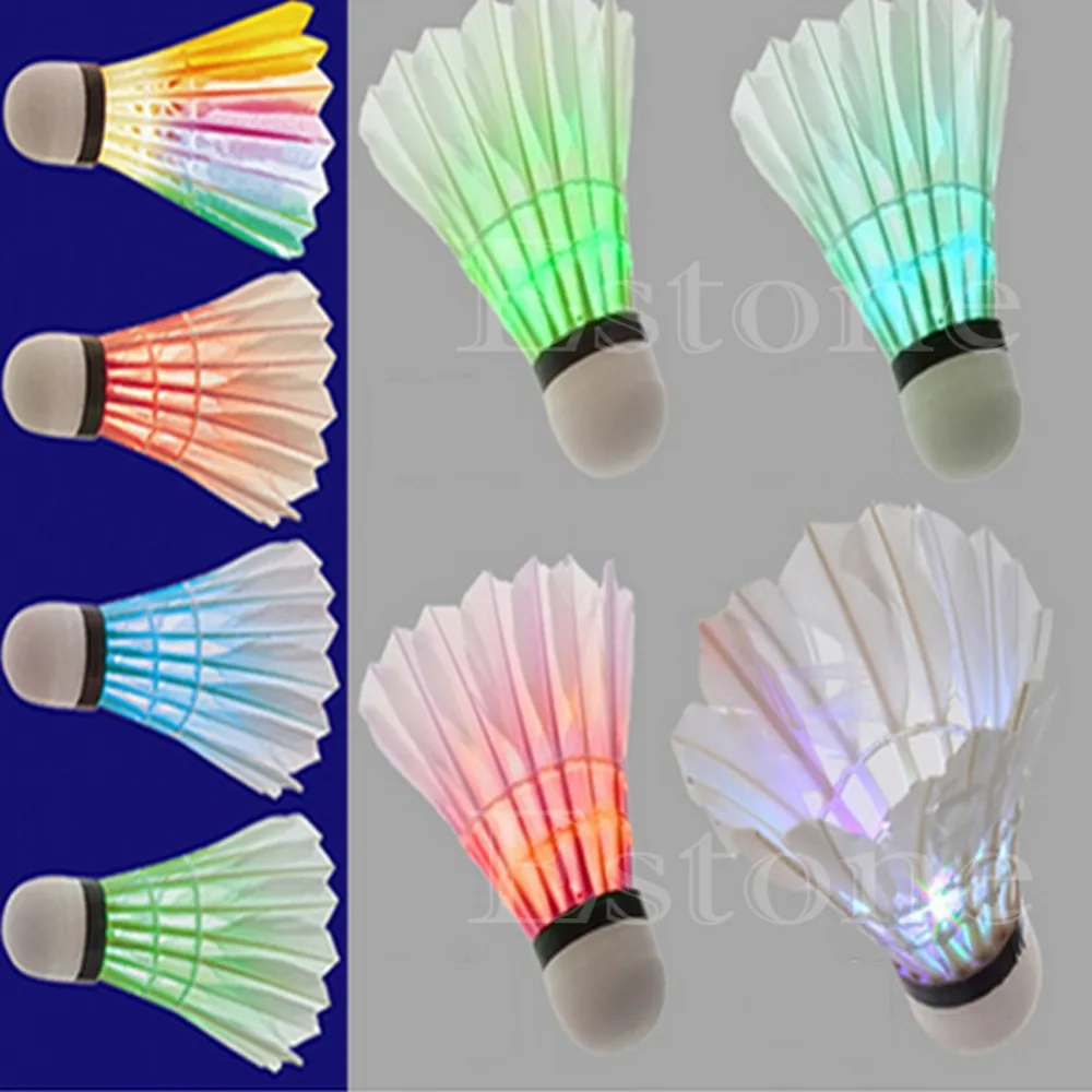 Birdies Lighting Dark Night Colorful LED Badminton Shuttlecock 4 Pcs