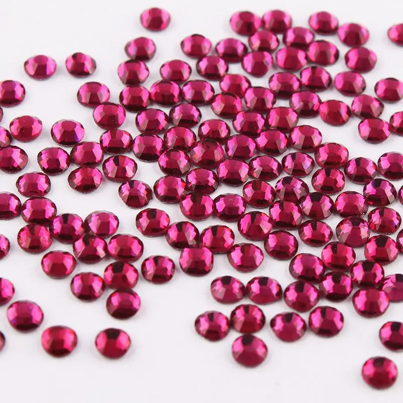 

SS3-SS34 Fuchsia Shiny 3D Nail Art Rhinestone Non Hotfix Flatback Glue On Rhinestones For DIY Nail Art