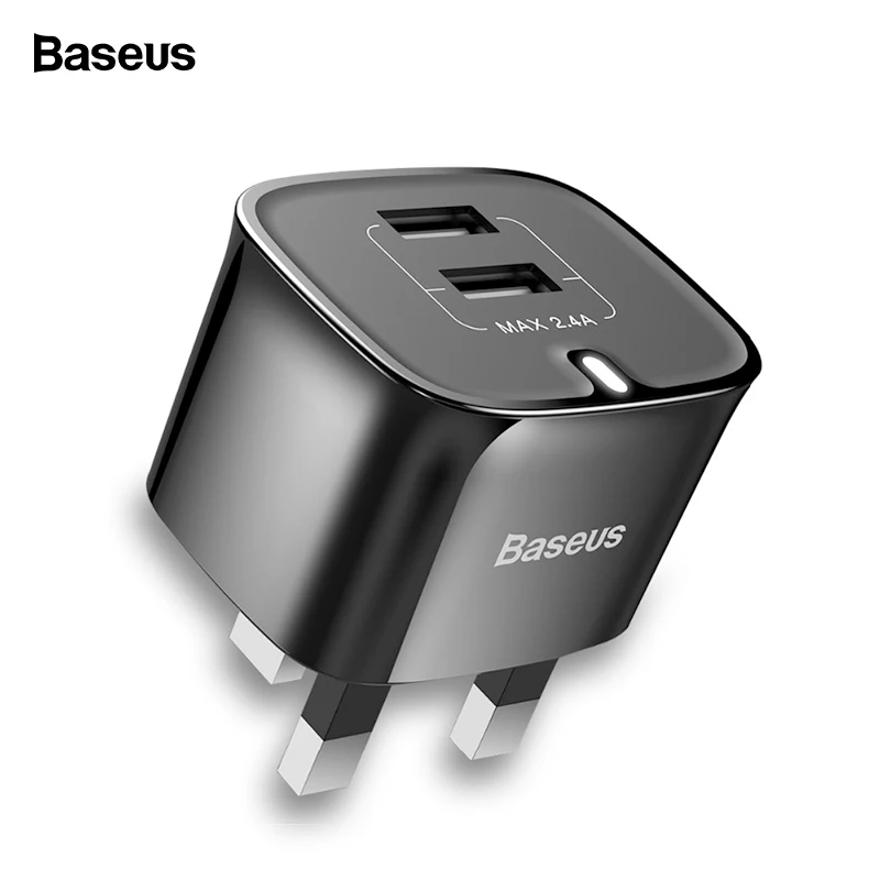 Baseus العالمي شاحن يو اس بي المملكة المتحدة التوصيل مزدوجة USB السفر الحائط مهايئ شاحن الذكية الهاتف المحمول شاحن آيفون سامسونج Xiaomi