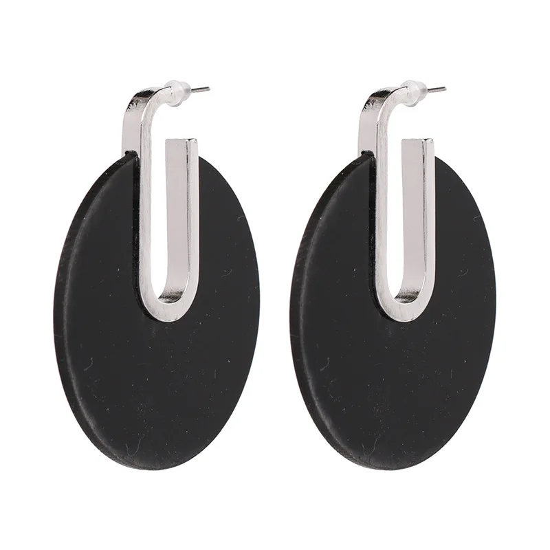 

Qiaose New Arrival Women Fashion Jewelry Resin Stone Round Charms Stud Earrings Simple Collection Statement Earrings Accessories