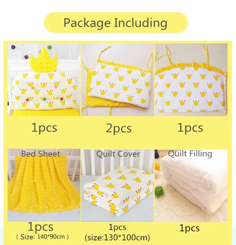 US $113.40 7pcsSet Comfortable Baby Cot Protector Bumpers Kit Newborn Crib Bedding Set 100 Cotton Baby Bedding Set Include Sheet Quilt