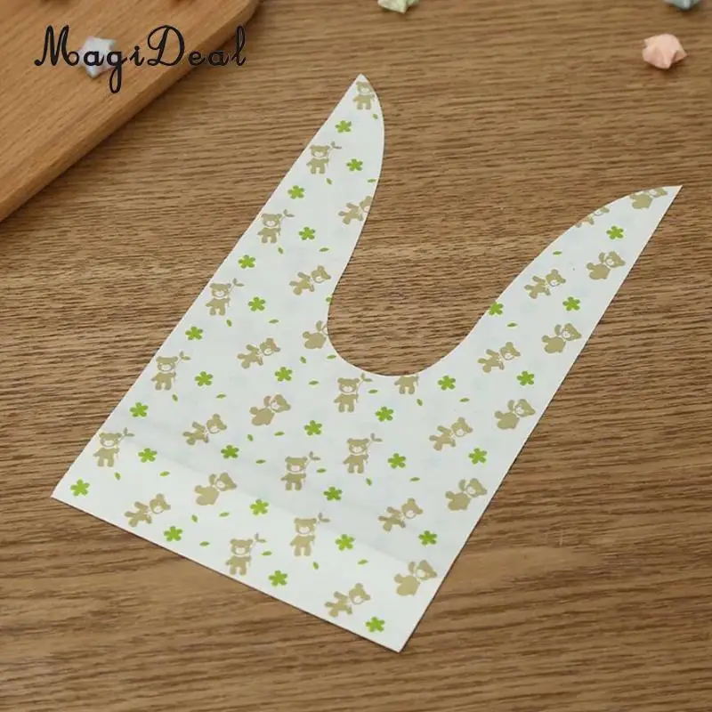 MagiDeal 50pcs/Lot Kawaii Rabbit Bunny Ear Bakery Cookie Treat Bags Biscuit Packaging Bag Self-adhesive Party Gift Bag