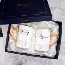 OUSSIRRO – tasse de Couple en céramique 2 pièces/ensemble, tasse de baiser pour la saint-valentin, cadeau d'anniversaire et de mariage