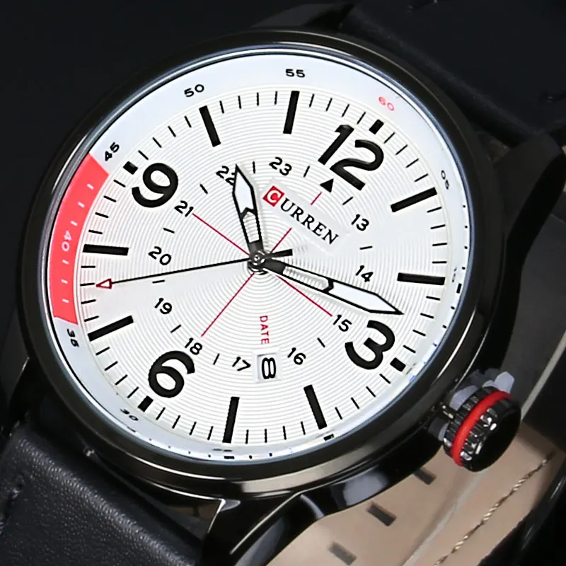 

CURREN Men Wathes Fashion Creative Big Dial Quartz Male Clock Leather Strap Display Date Wristwatch Hodinky Relogio Masculino