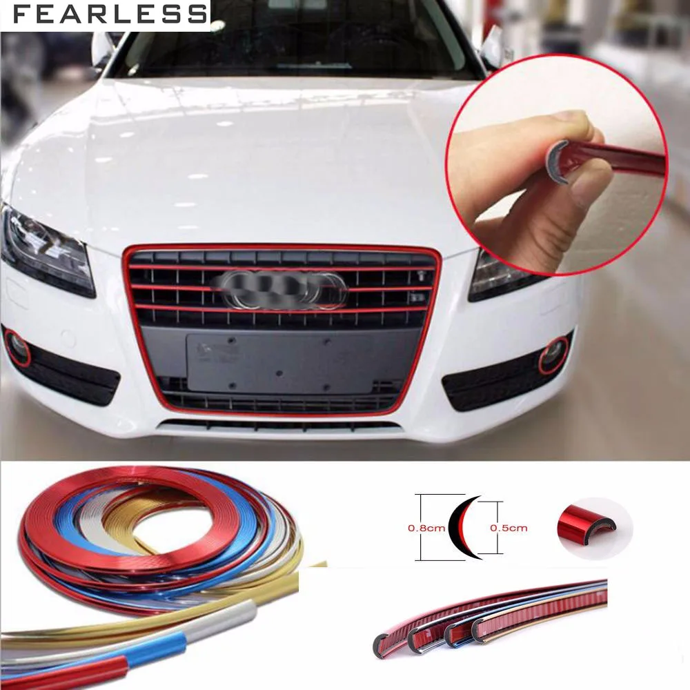

2M Universal Car Electroplate Color Grille Clips Sticker Lights Eyebrows Sticker Wheel Hub Sticker Collision Avoidance Scratch