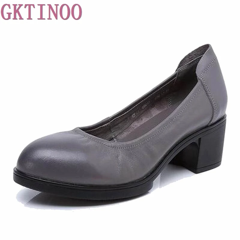 Genuine leather women high heels pumps female OL COMFORTABLE black work