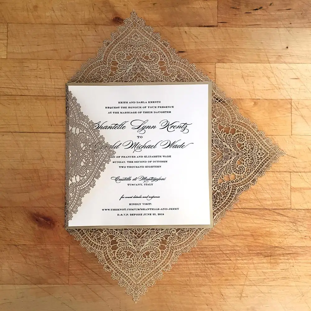 Gold Laser Cut Wedding Invitations