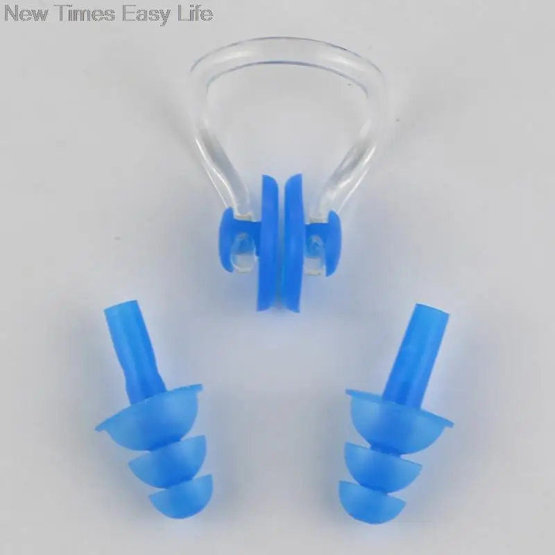 Soft Silicone Waterproof Swimming Diving Surf Water Sports Protection Earplugs Nose Clip with Case Bag Swim Pool Gear Accessory