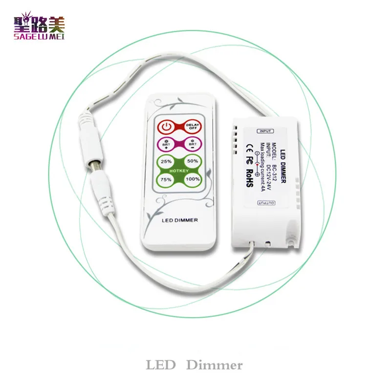 

BC-312-4A DIY modes LED PWM Dimmer DC 12V-24V 4A Brightness adjustment Led Dimmer RF Remote For SMD 5050 LED Strip Light Ribbon