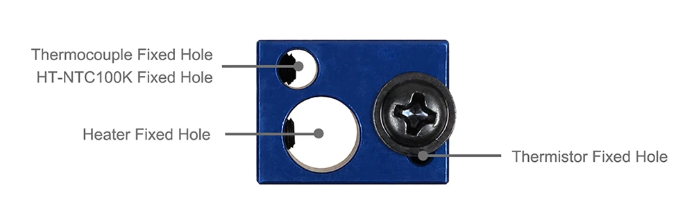 3DSWAY 3D Printer Part Heating Block for High Temperature HT-NTC100K Thermistor 3D Printer Hotend Kit (3)