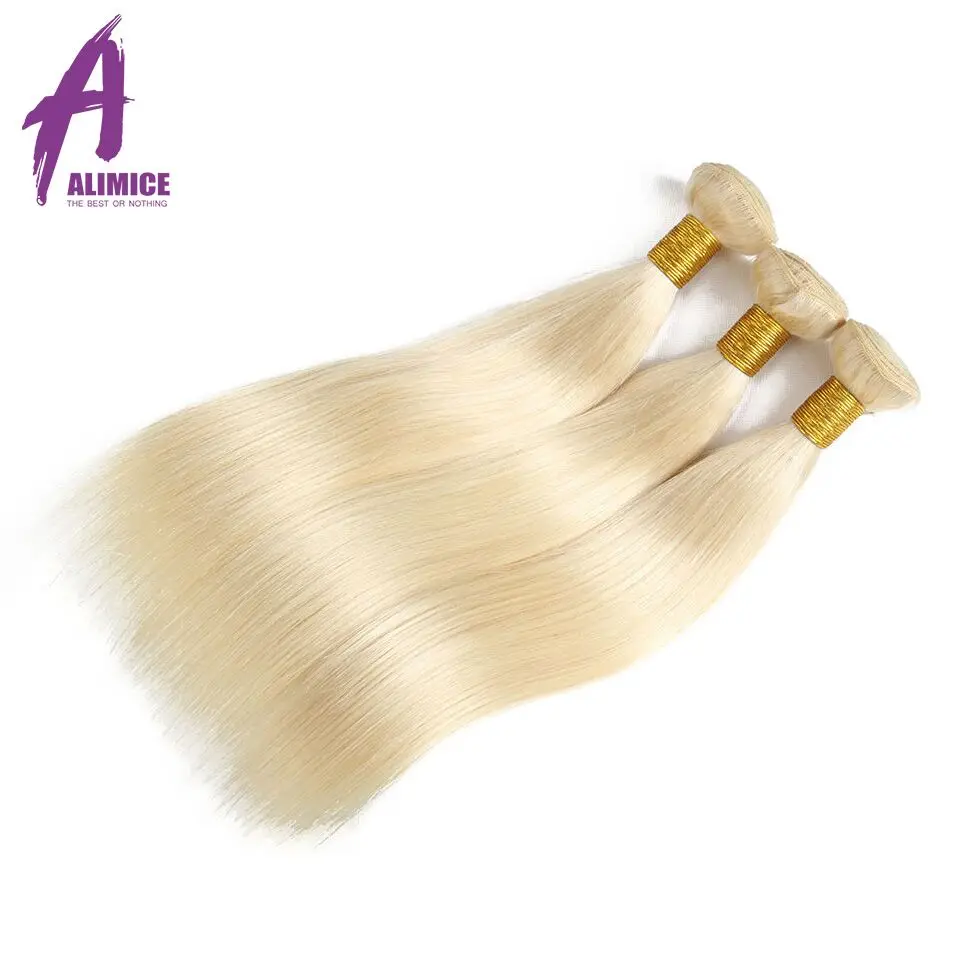 Alimice Hair 613 Blonde Human Straight Hair Bundles 3 PCS Honey Blonde Bundles Peruvian Remy Hair Weave 100% Human Hair Weave (18)