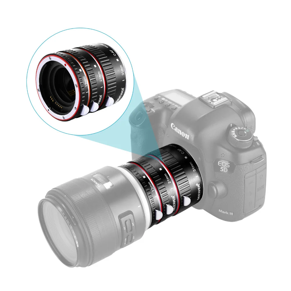 Neewer Металл Автофокус AF Макро Удлинитель Набор 13 мм, 21 мм, 31 мм для Canon EF EF-S объектив DSLR камеры, такие как 7D Mark II