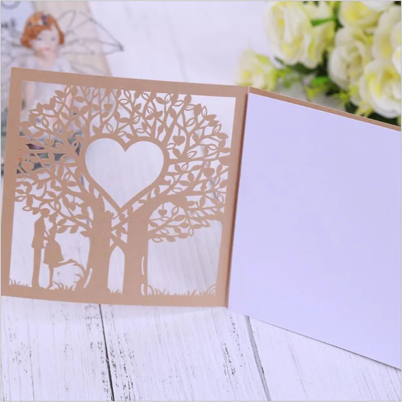 50pcs Printable Lace Lovers Chich Heart Tree Wedding Invitations Cards To The Greeting Gift RSVP | Дом и сад