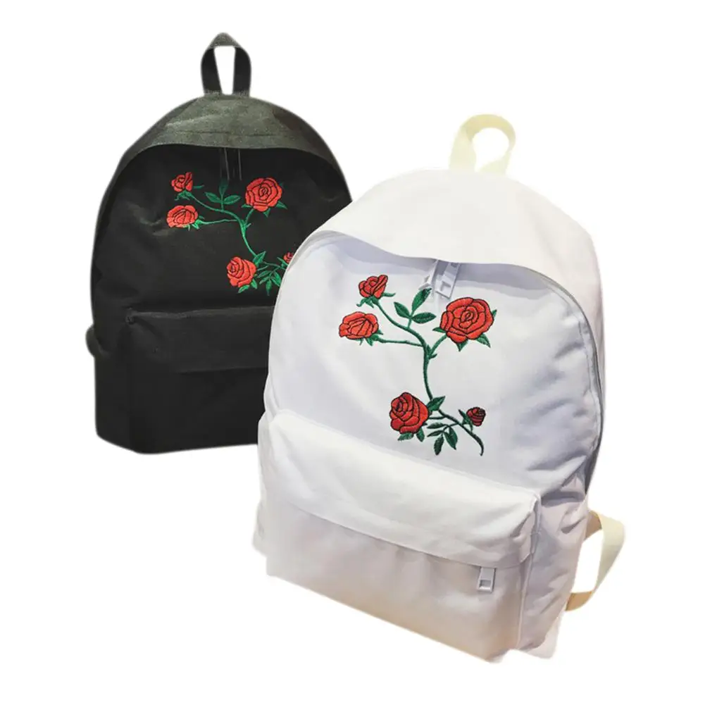 PinShang Rose Backpack Embroidery Backpack Women Travel Rucksack