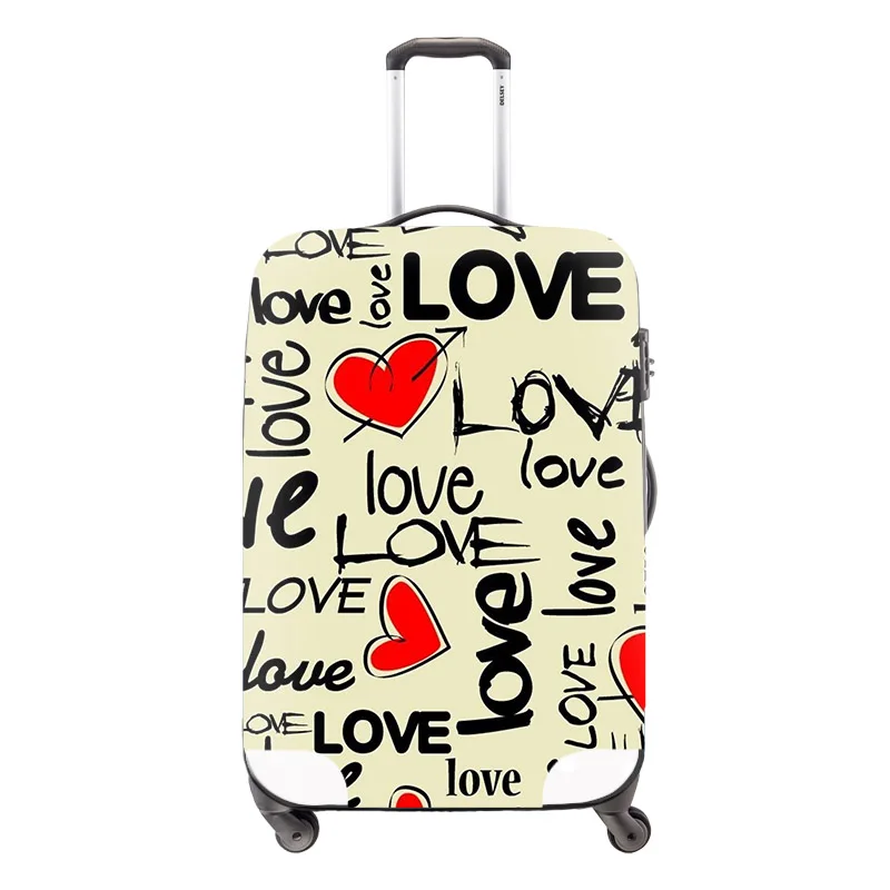 Прочный 3D Любовь Сердце печати женский багажный чехол для 18-30 дюймов чемоданы модные дорожные аксессуары для чемодана защитный чехол - Цвет: Бежевый
